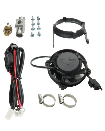 Exed Parts™ – Kit avec ventilateur de radiateur Exed et support de montage pour KTM et HUSQVARNA, avec Thermoswitch, 2017 à 2023, 2 &amp; 4 temps